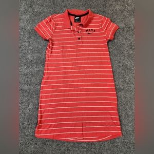 Nike Dress Girls Large Golf Short Sleeve Pink/Red White Striped Swoosh Kids
